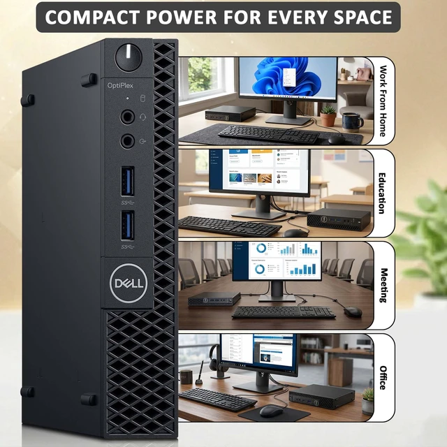 Alt view image 5 of 5 - Dell 3060 Desktop Micro PC, Intel Core i5-8th 8th Gen, 8GB RAM, 256GB SSD, Wireless Keyboard and Mouse, Wi-Fi Adapter, Home and office PC, Windows 11 Professional (Renewed)