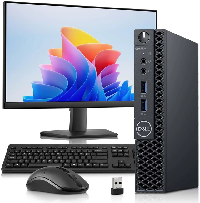 Main image of Dell 3060 Desktop Tiny PC, Intel Core i5-8th 8th Gen, 8GB RAM, 256GB SSD, 24 Inch LED Monitor, Wireless Keyboard and Mouse, Wi-Fi Adapter, Home and office Computer, Windows 11 Professional (Renewed)