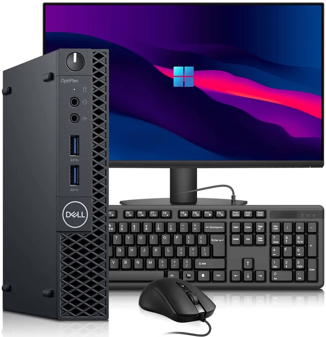 Main image of Dell 3060 Tiny Computer, Intel Core i5-8th 8th Gen 2.10GHz, 16GB RAM, 256GB SSD, 24 Inch LED Monitor, Keyboard and Mouse, Wi-Fi Adapter, Home and office PC, Windows 11 Professional (Renewed)