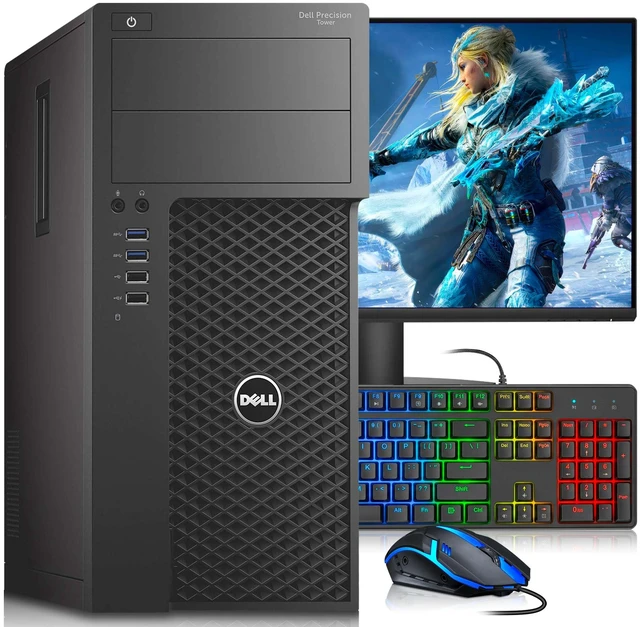 Main image of Dell 3620 Tower Desktop Gaming PC, Intel Core i7-6th 6th Gen 3.40 GHz, 16GB DDR4 RAM, 256GB SSD, 24 Inch LED Monitor, AMD Radeon RX-550, RGB Keyboard and Mouse, Wi-Fi Adapter, Windows 11 Professional