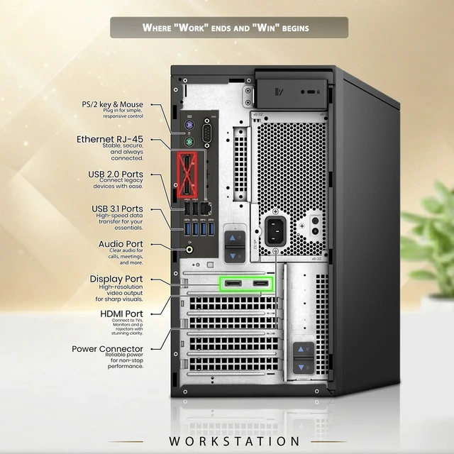 Alt view image 3 of 6 - Dell Precision 3630 Desktop Tower Gaming PC Intel Core i7 8th Gen 3.20GHz 16GB DDR4 RAM 1TB SSD AMD Radeon RX 550 4GB, RGB Gaming Keyboard Mouse Dual Speakers, Built-in WiFi, Windows 11 Pro