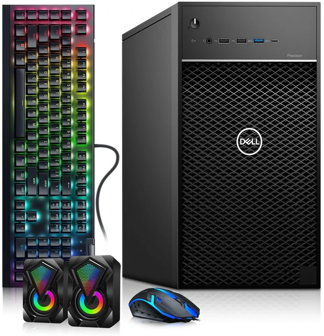 Main image of Dell Precision 3630 Desktop Tower Gaming PC Intel Core i7 8th Gen 3.20GHz 16GB DDR4 RAM 1TB SSD AMD Radeon RX 550 4GB, RGB Gaming Keyboard Mouse Dual Speakers, Built-in WiFi, Windows 11 Pro
