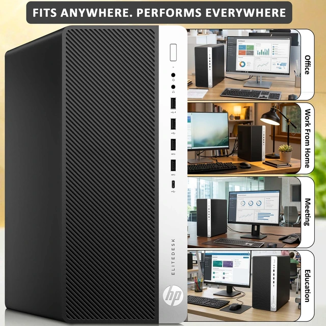Alt view image 6 of 6 - HP EliteDesk 800 G3 Desktop Tower Computer PC, Intel Core i5 6th Gen 3.20GHz, 16GB RAM, 256GB SSD, 24 Inch LED Monitor, Built-in Wi-Fi, DisplayPort, Wireless Keyboard & Mouse, Home & Office PC