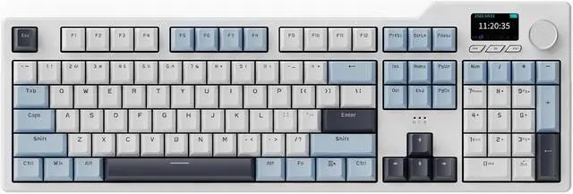 Main image of FirstBlood AK35I V3 Full Size Hot Swap Mechanical Keyboard with Screen & Knob 2.4G/BT/USB-C Gasket Keyboard FR4 Plate 8000mAh Battery South Facing LED RGB Keyboard Sky Blue