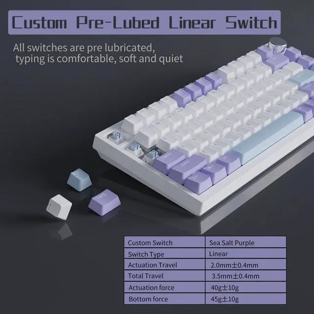 Alt view image 5 of 6 - FirstBlood AK820 75% Wired RGB Gasket Mechanical Keyboard with Volume Knob, South Facing LED, Poron Foam, PBT Keycaps, Custom Programmable Hot-Swap Keyboard