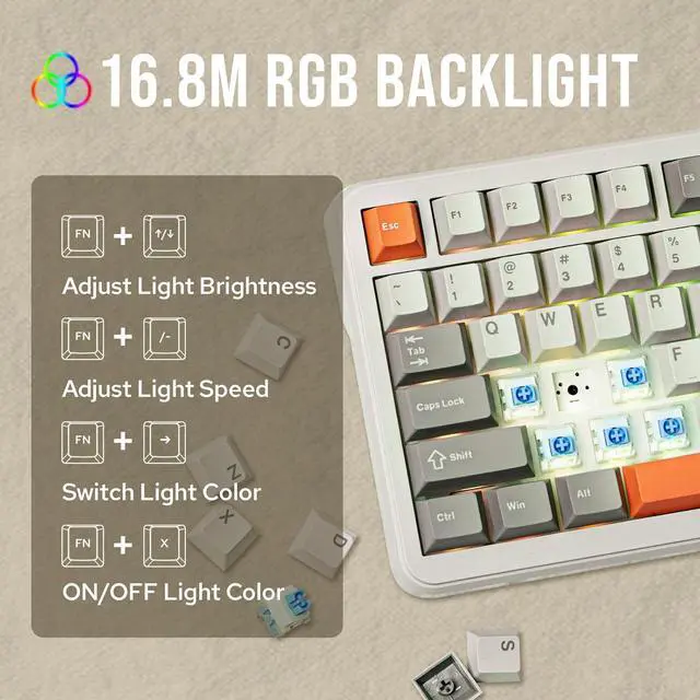 Alt view image 4 of 7 - FirstBlood AK820 MAX 8000mah 75% Super Capacity Battery Wireless Triple Mode Mechanical Gaming Office Keyboard GASKET Structure Full key hot-swappable RGB