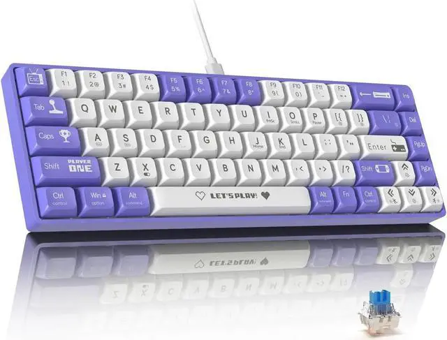 Main image of FirstBlood AK680 60% Wired Mechanical Gaming Keyboard, Hot Swap, RGB Backlight, UV Printing & EVA Sound Control, Fully Anti-Gink, Programmable, for Windows/Mac, Blue Switch Red & White