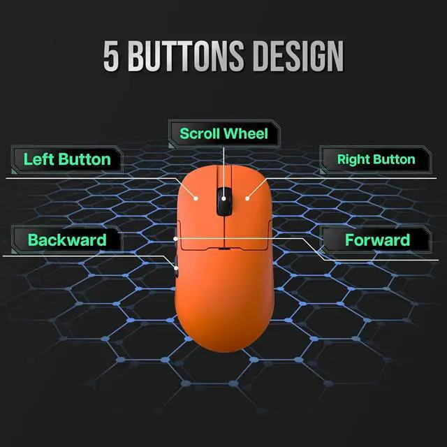 Alt view image 6 of 7 - FirstBlood AJ159 APEX PAW3950 8Khz Ultralight Gaming Mouse with RGB Magnetic Charging Dock 42000dpi optical sensor 100 million clicks Ice Sensation Coated Trip-Mode Mouse Orange