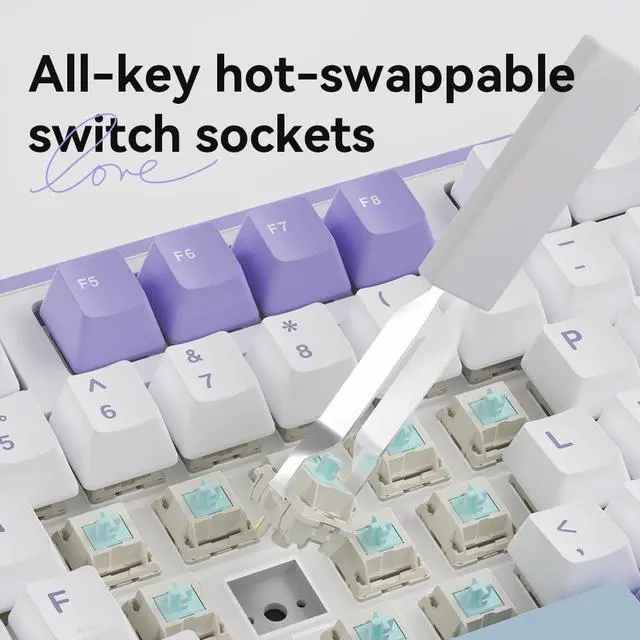 Alt view image 3 of 7 - FirstBlood AK980 98% Mechanical Keyboard, BT5.0/USB-C/2.4GHz Wireless Gaming Keyboard, Hot Swappable Creamy Custom Keyboard with 1.14 TFT Screen, Knob, RGB for Win/Mac (Qinyun Switch)
