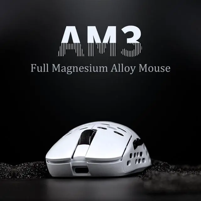 Alt view image 2 of 7 - FirstBlood AM3 MAX Wireless Gaming Mouse, Lightweight Full Magnesium Alloy, 30000 DPI, PAW3950 Sensor, 5 programmable Buttons, Supports Wired/2.4GHz/BT (White, AM3 MAX (8k Receiver))