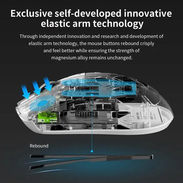 Alt view image 3 of 7 - FirstBlood AM3 MAX Wireless Gaming Mouse, Lightweight Full Magnesium Alloy, 30000 DPI, PAW3950 Sensor, 5 programmable Buttons, Supports Wired/2.4GHz/BT (White, AM3 MAX (8k Receiver))