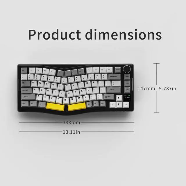 Alt view image 7 of 7 - FirstBlood AKS075 three-mode ergonomic wireless mechanical keyboard, hot-swappable, VIA color screen, RGB, gasket structure, suitable for office games and e-sports Flying fish switch purple white blue
