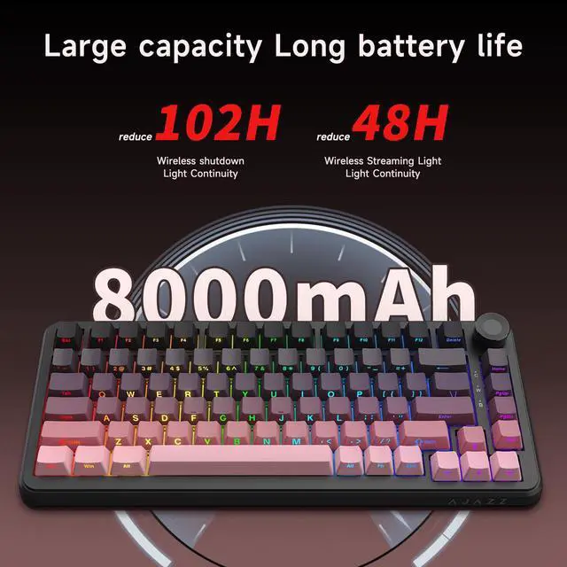 Alt view image 4 of 7 - FirstBlood AK820MAX PLUS New upgraded model Big battery life more durable Wireless 2.4G + wired + BT three modes of connection