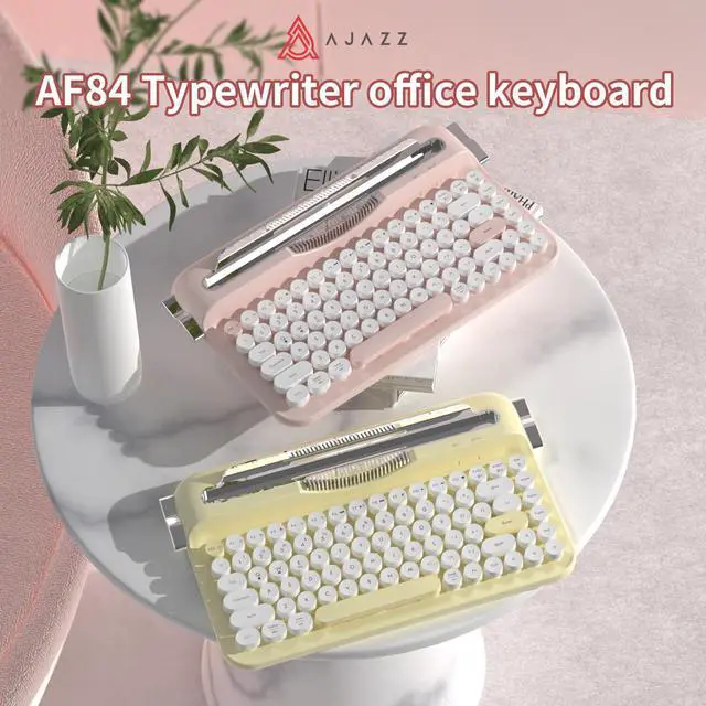 Alt view image 2 of 7 - firstblood/AJAZZAF84 Wireless 2.4G Bluetooth Dual-mode Retro Keyboard with Built-in Fixed Slot Stand for Multiple Device Connection