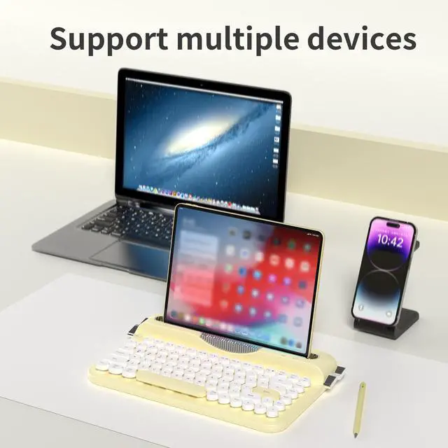 Alt view image 4 of 7 - firstblood/AJAZZAF84 Wireless 2.4G Bluetooth Dual-mode Retro Keyboard with Built-in Fixed Slot Stand for Multiple Device Connection