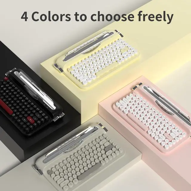 Alt view image 3 of 7 - firstblood/AJAZZAF84 Wireless 2.4G Bluetooth Dual-mode Retro Keyboard with Built-in Fixed Slot Stand for Multiple Device Connection