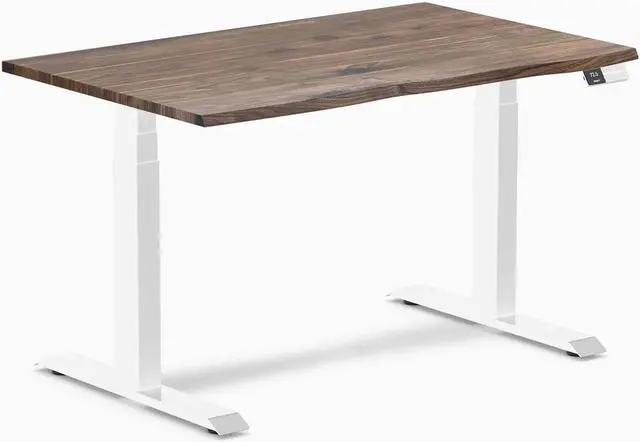 Main image of Desky Dual Hardwood Sit Stand Desk - Natural Walnut / 48 x 30 inches / White