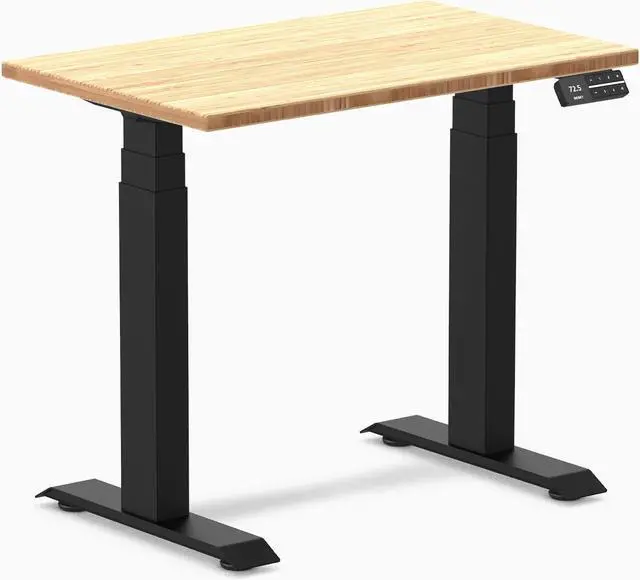 Alt view image 2 of 7 - Desky Dual Mini Bamboo Sit Stand Desk - Dark Bamboo / 32 x 20 in / White