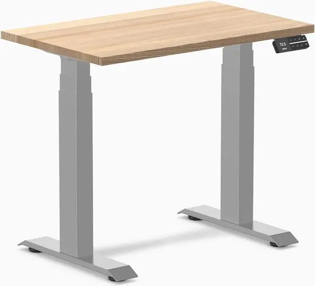 Main image of Desky Dual Mini Hardwood Sit Stand Desk - White Ash / 32 x 20 in / Grey