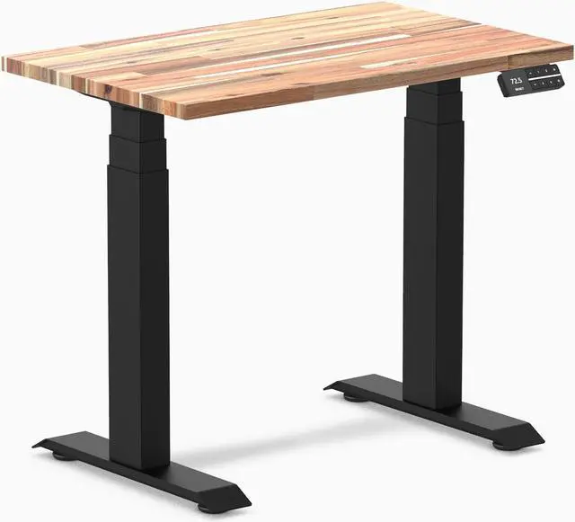 Alt view image 2 of 7 - Desky Dual Mini Softwood Sit Stand Desk - American Rustic Pine / 32 x 20 in / Space Gray