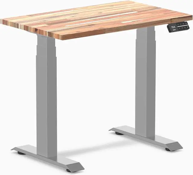 Alt view image 7 of 7 - Desky Dual Mini Softwood Sit Stand Desk - American Rustic Pine / 32 x 20 in / Space Gray