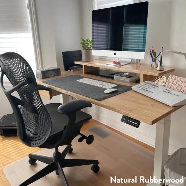 Alt view image 3 of 7 - Desky Dual Rubberwood Sit Stand Desk - Dark Walnut / 72 x 30 in / Space Gray