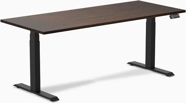 Alt view image 2 of 7 - Desky Dual Rubberwood Sit Stand Desk - Dark Walnut / 72 x 30 in / Space Gray