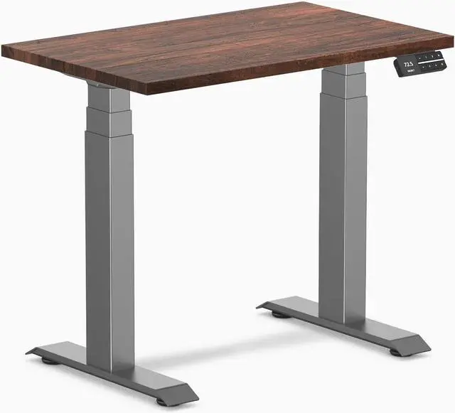 Main image of Desky Dual Mini Softwood Sit Stand Desk - American Rustic Pine / 32 x 20 in / Space Gray