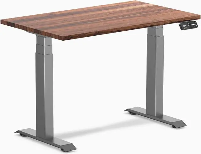 Main image of Desky Dual Mini Hardwood Sit Stand Desk - Walnut / 40 x 24 in / Space Gray