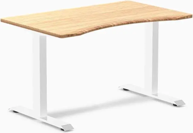 Alt view image 7 of 7 - Desky Zero Ergo Edge Office Desk - Bamboo / 48 x 30 in / Matte Black