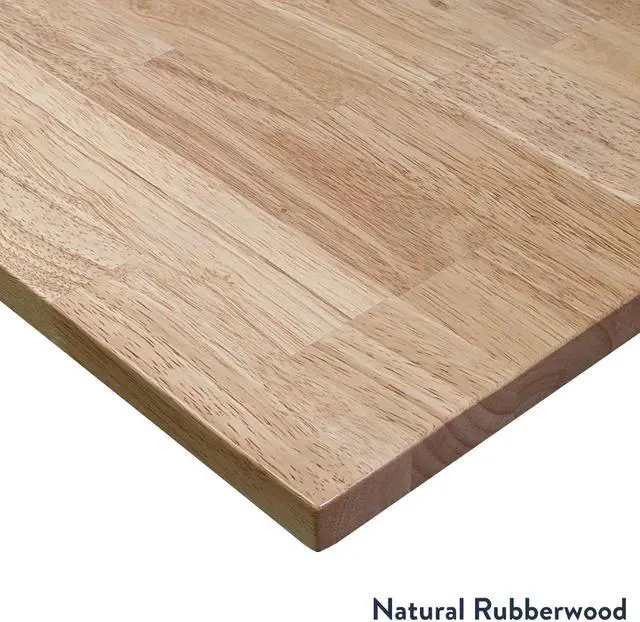 Alt view image 5 of 7 - Desky Rubberwood L-Shape Sit Stand Desk - Light Oak / 60 x 30 x 62 x 20 in / Space Gray