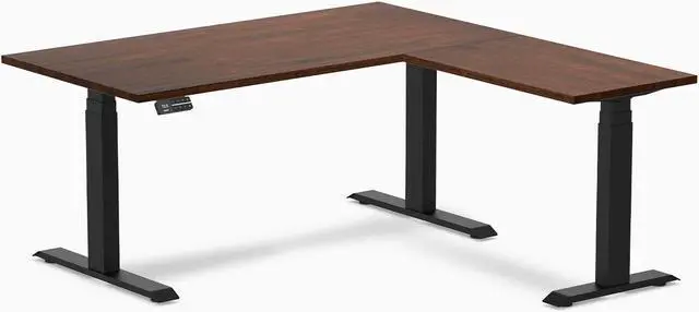 Alt view image 7 of 7 - Desky Rubberwood L-Shape Sit Stand Desk - Light Oak / 60 x 30 x 62 x 20 in / Space Gray
