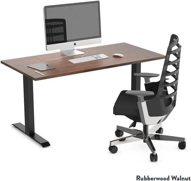 Alt view image 2 of 7 - Desky Zero Rubberwood Office Desk - Dark Walnut / 48 x 30 in / Matte Black