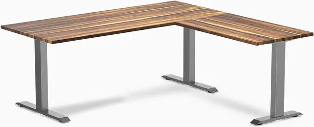 Main image of Desky Zero Hardwood L-Shape Office Desk - Pheasantwood / 72 x 30 x 70 x 24 in / Space Gray