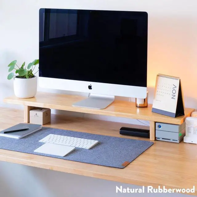 Alt view image 10 of 14 - Desky Monitor Stand - Dark Walnut Rubberwood
