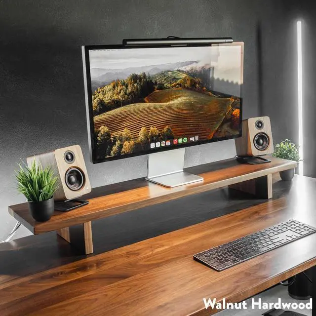 Alt view image 11 of 14 - Desky Monitor Stand - Dark Walnut Rubberwood