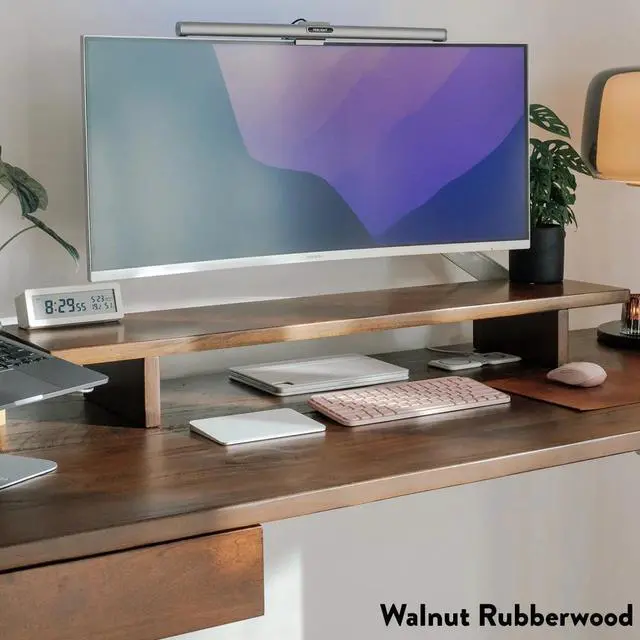 Alt view image 14 of 14 - Desky Monitor Stand - Dark Walnut Rubberwood