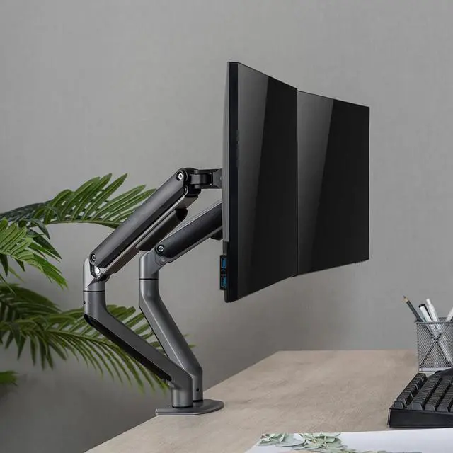 Alt view image 5 of 7 - Desky Dual Spring Eco Monitor Arm - Space Gray