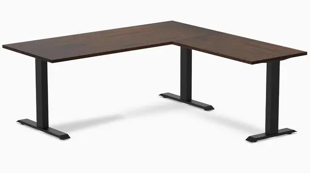 Alt view image 2 of 7 - Desky Zero Rubberwood L-Shape Office Desk - Dark Walnut / 60 x 30 x 62 x 20 in / Space Gray