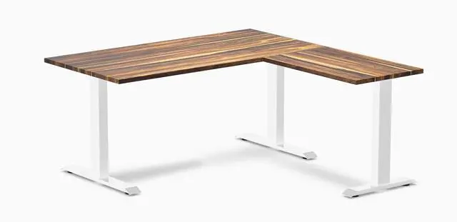 Main image of Desky Zero Hardwood L-Shape Office Desk - Pheasantwood / 60 x 30 x 62 x 20 in / White