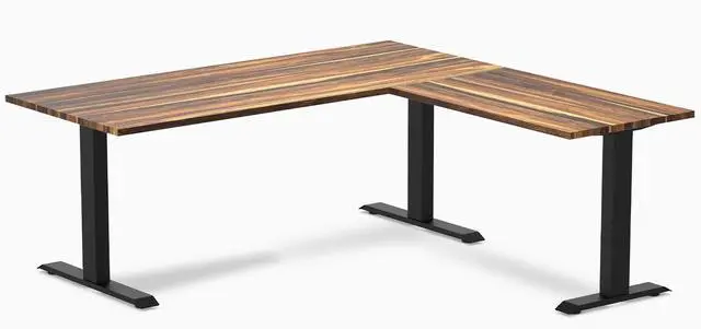 Alt view image 2 of 7 - Desky Zero Hardwood L-Shape Office Desk - Saman / 60 x 30 x 62 x 20 in / White