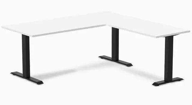 Alt view image 2 of 7 - Desky Zero Laminate L-Shape Office Desk - Classic Oak / 59 x 29.5 x 61 x 19.7 in / White