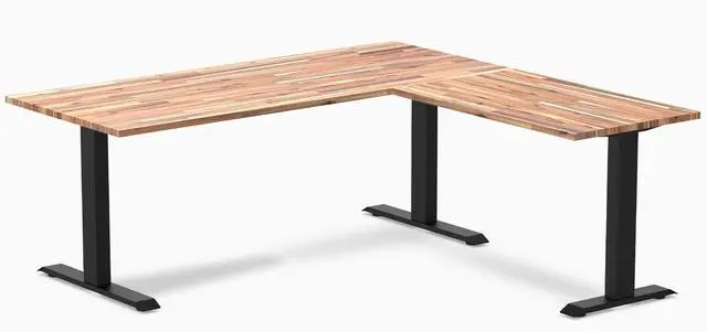 Alt view image 2 of 7 - Desky Zero Softwood L-Shape Office Desk - Acacia / 60 x 30 x 62 x 20 in / Space Gray
