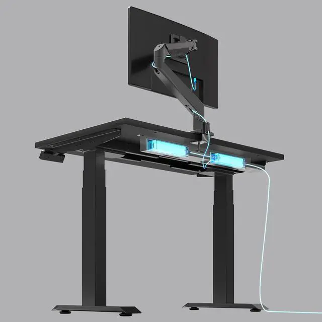 Alt view image 3 of 7 - Desky Mini Cable & Power Tray - Black / 6 Plugs + 2 x USB-C + 2 x USB