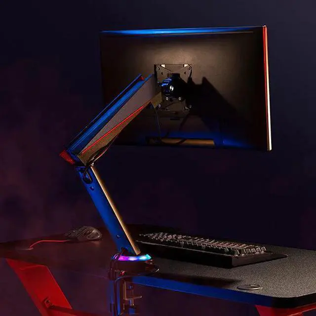 Alt view image 3 of 7 - Desky Single LED Gaming Monitor Arm