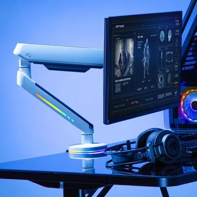 Alt view image 3 of 7 - Desky Single LED Monitor Arm - Space Gray
