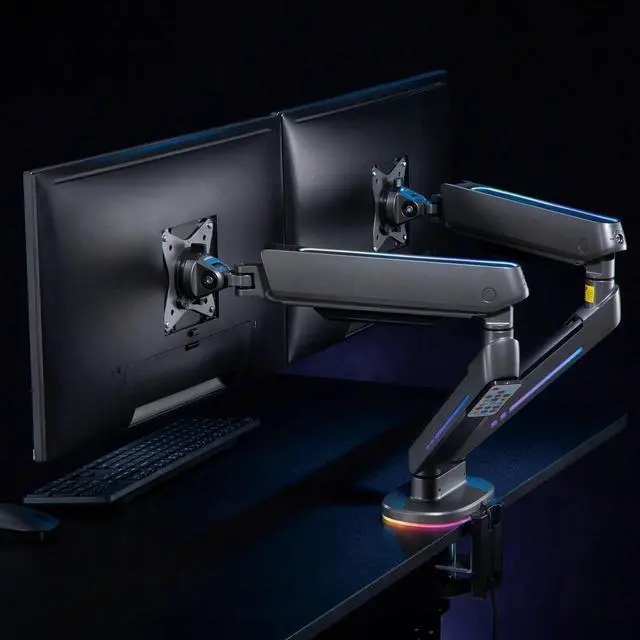 Alt view image 5 of 7 - Desky Dual LED Monitor Arm - White