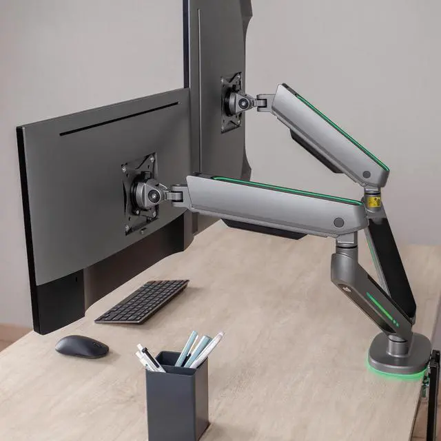 Alt view image 7 of 7 - Desky Dual LED Monitor Arm - White