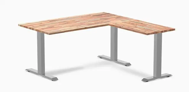 Alt view image 7 of 7 - Desky Zero Softwood L-Shape Office Desk - Acacia / 60 x 30 x 62 x 20 in / Matte Black