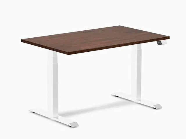 Main image of Desky Dual Rubberwood Sit Stand Desk - Walnut / 48 x 30 in / White